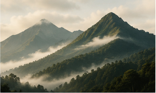Misty highlands of Madagascar where vanilla is cultivated